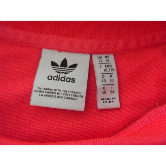 Adidas Sweatshirt Womens Size XL Neon Pink Coral red Trefoil crew neck - Picture 4 of 11